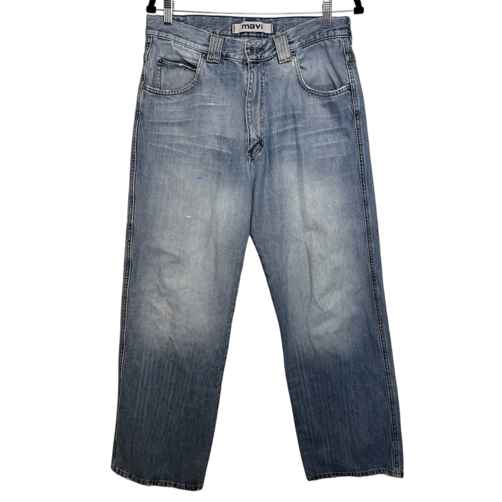 Mavi 33x30 Men’s Relaxed Straight Jeans Light Wash Y2K Skater Grunge